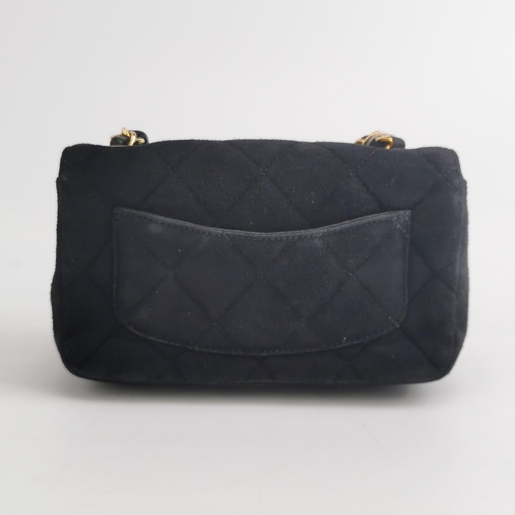 Chanel Classic Flap Extra Mini Black Suede Quilted Gold-tone Hardware For Sale 1