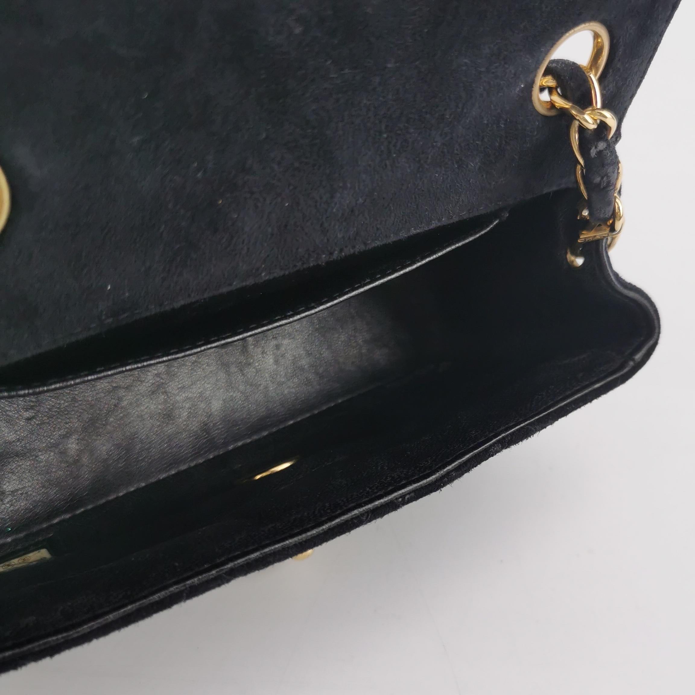 Chanel Classic Flap Extra Mini Black Suede Quilted Gold-tone Hardware For Sale 3