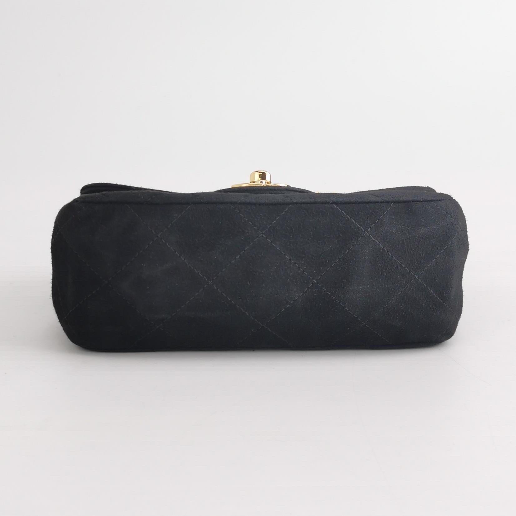 Chanel Classic Flap Extra Mini Black Suede Quilted Gold-tone Hardware For Sale 4
