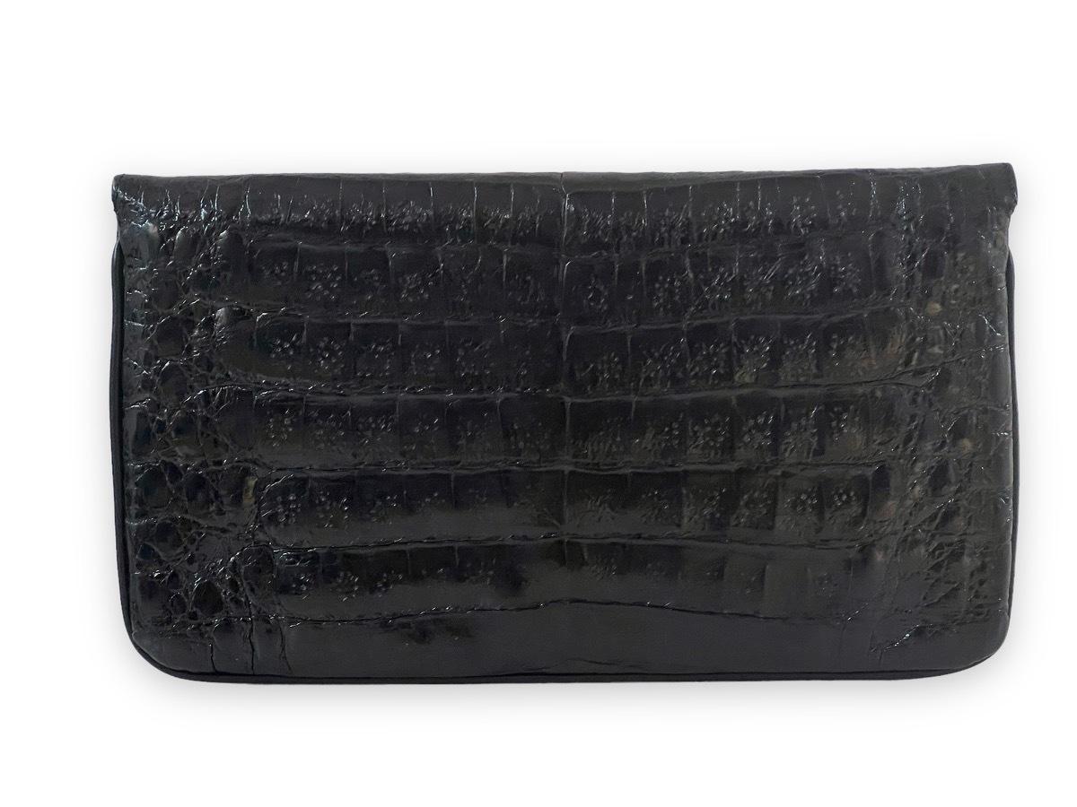 Chanel Vintage 1990 Alligator Skin Leather Classic Flap Bag Convertible Clutch  In Good Condition For Sale In Miami, FL