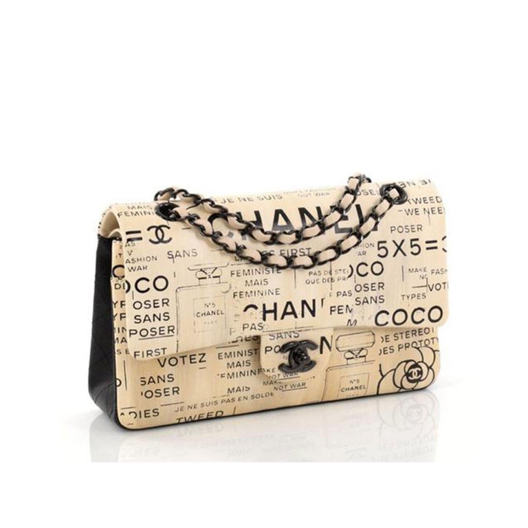 Chanel Classic Flap Graffiti Limited Edition Runway Newspaper Shoulder Bag