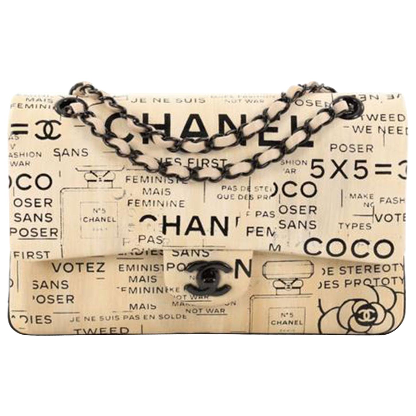 Vintage Chanel Flap Hand Bag Leather Graffiti Coco Mademoiselle Limited  Edition