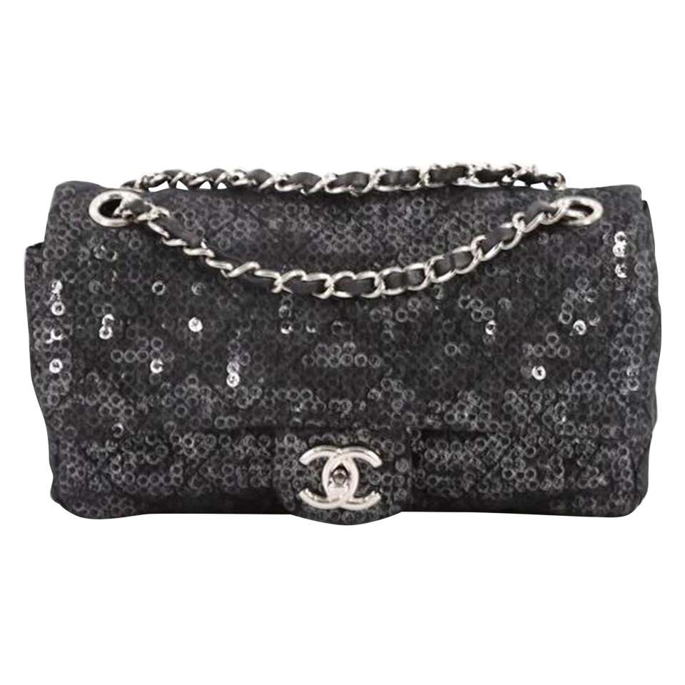 Chanel Classic Flap Hidden Mesh Medium Black Sequins Shoulder Bag For ...