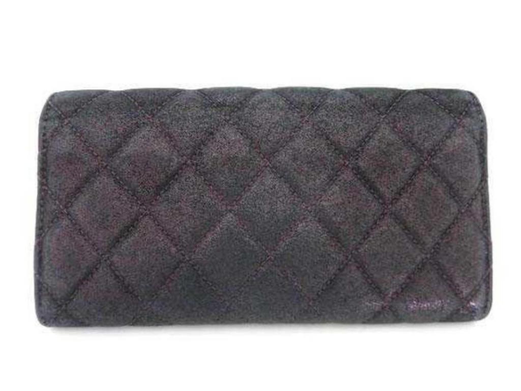 Chanel Classic Flap Iridescent Blue-purple Long Wallet 230784 Cotton Clutch For Sale 2
