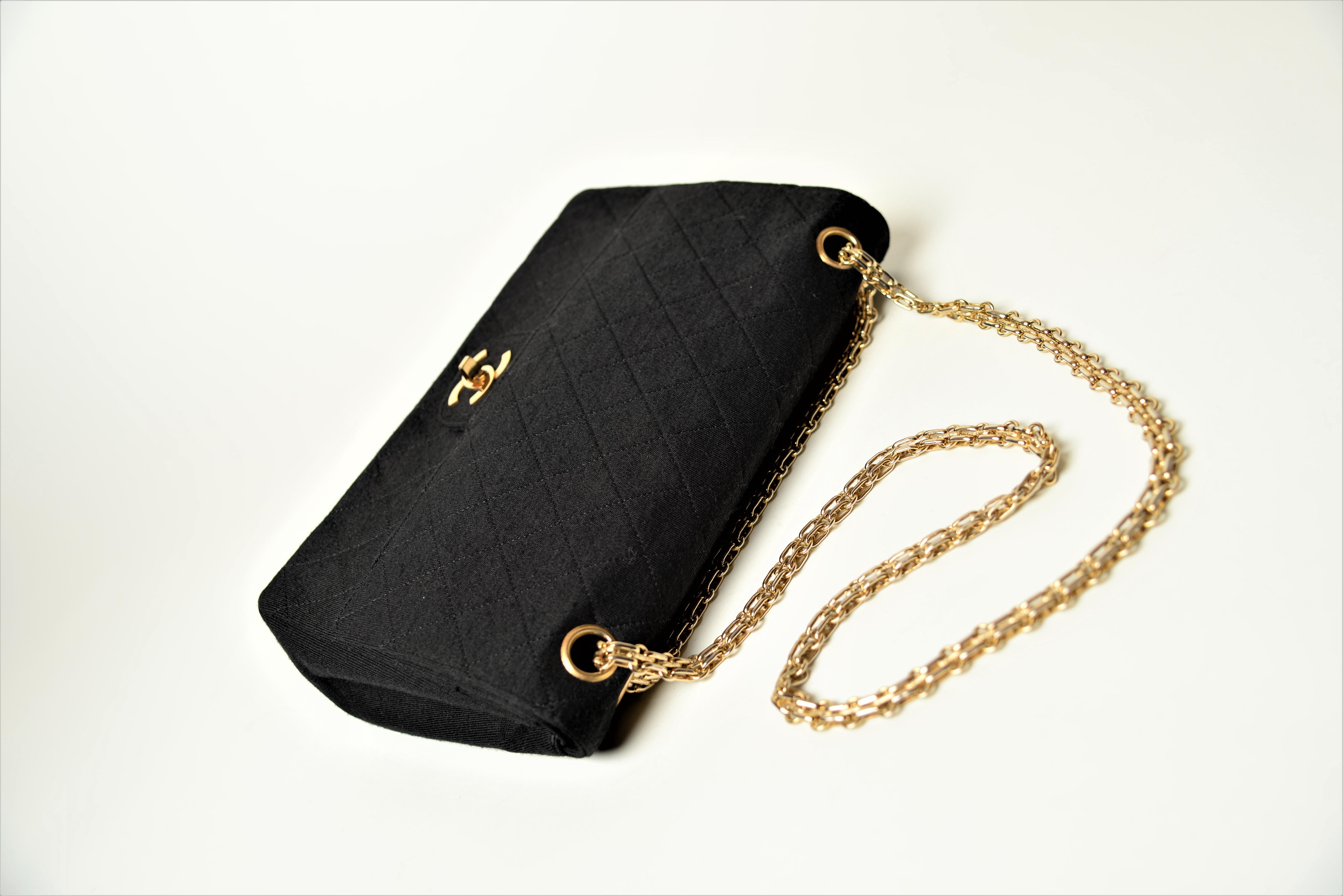 Black Chanel Classic Flap Jersey 2.55 Vintage Reissue Chain