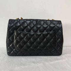 Chanel Classic Flap Jumbo 2008 Black Caviar Leather Single Flap 24k Gold HW