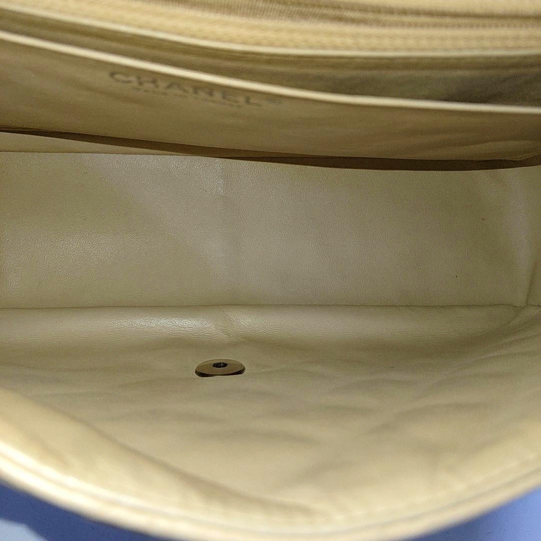 Chanel Classic Flap Jumbo 2009 Beige Caviar Leather Single Flap Silver Hardware For Sale 6