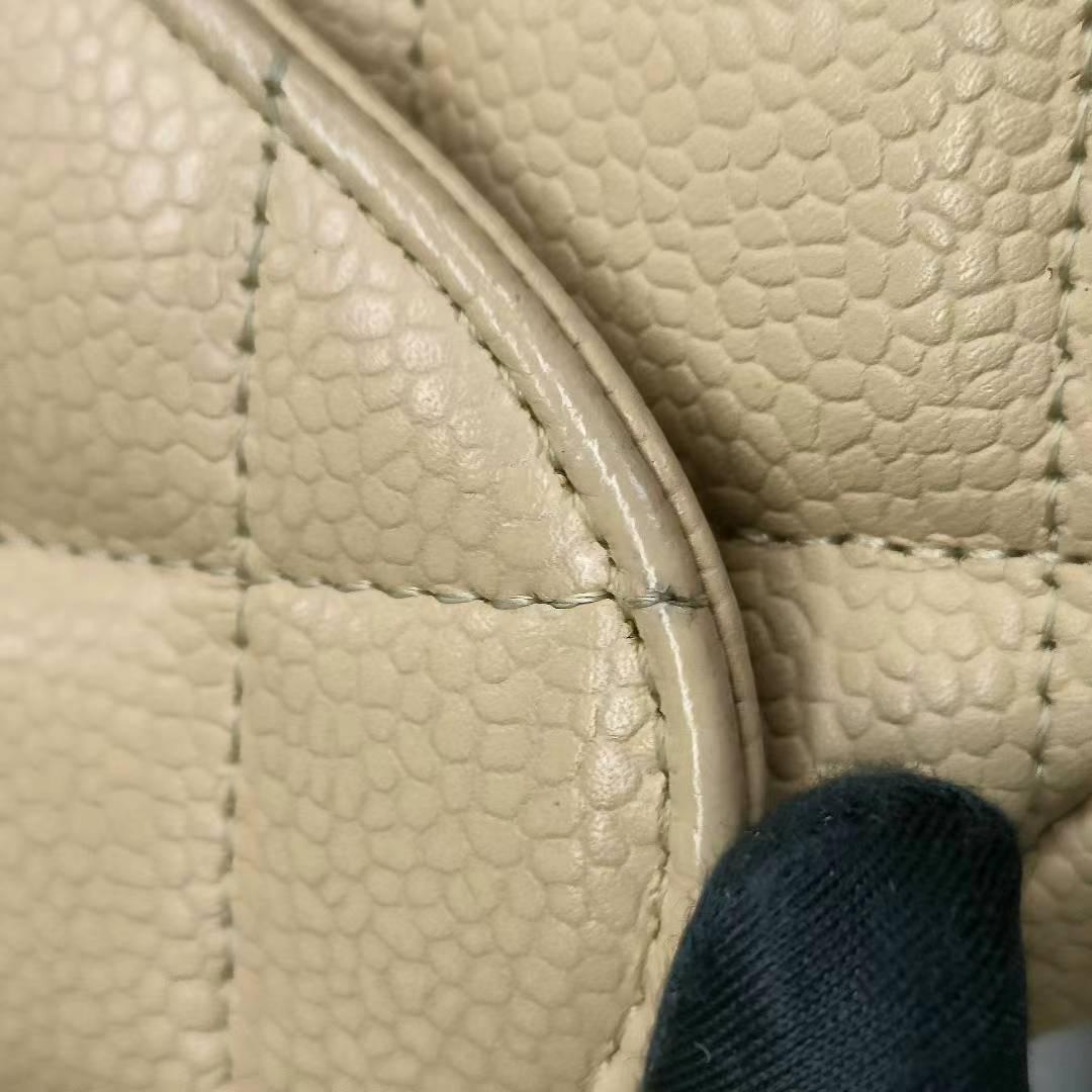 Chanel Classic Flap Jumbo 2009 Beige Caviar Leather Single Flap Silver Hardware 11