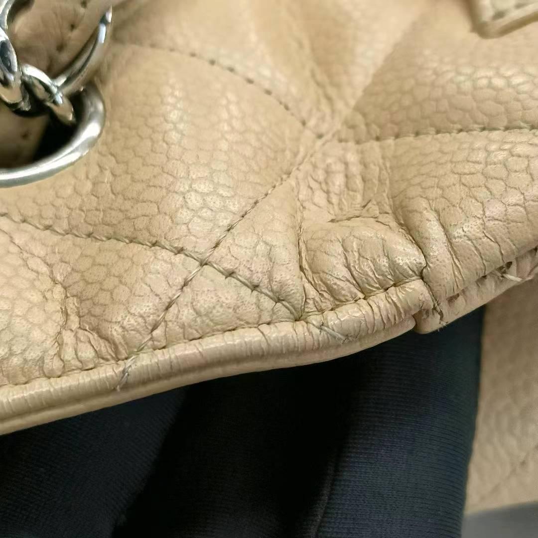 Chanel Classic Flap Jumbo 2009 Beige Caviar Leather Single Flap Silver Hardware 15
