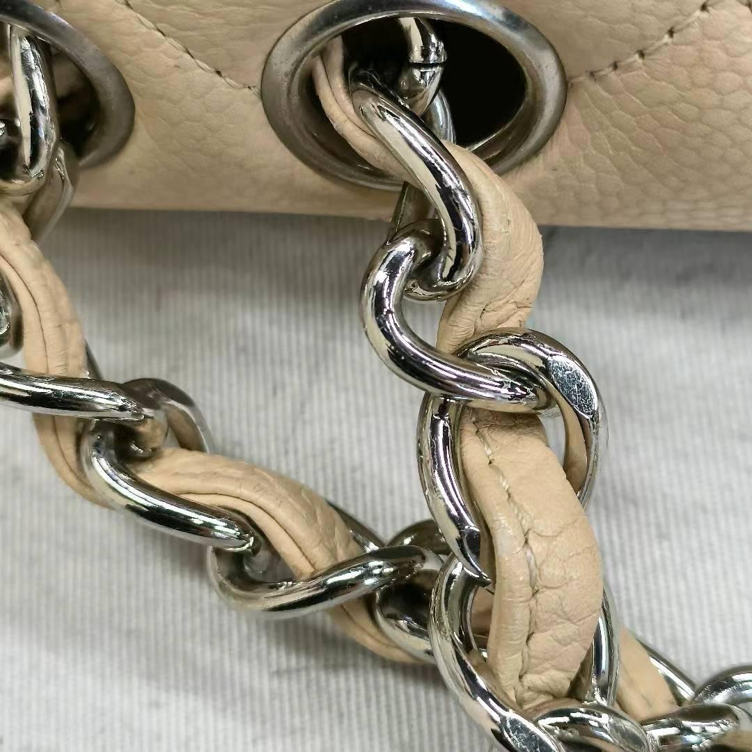 Chanel Classic Flap Jumbo 2009 Beige Caviar Leather Single Flap Silver Hardware 16