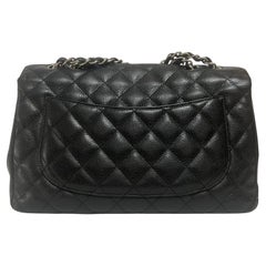 Chanel Classic Flap Jumbo 2009 Black Caviar Leather Single Flap Silver Hardware