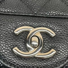 Chanel Classic Flap Jumbo 2011 Black Caviar Leather Double Flap Silver Hardware