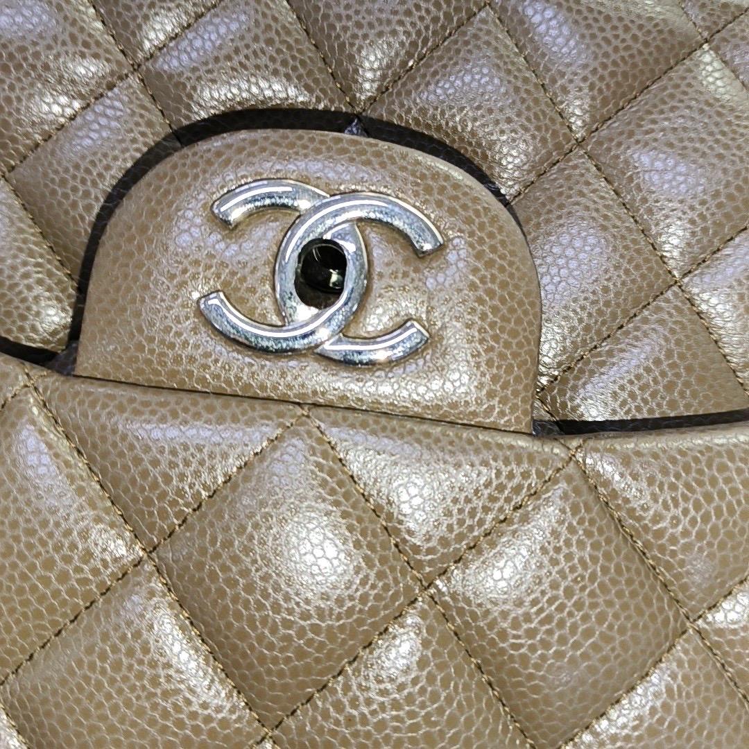 Chanel Classic Flap Jumbo 2012 Coffee Brown Caviar Leather Double Flap Silver Ha 5