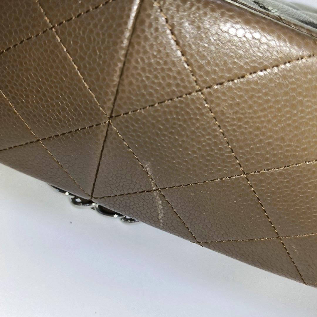 Chanel Classic Flap Jumbo 2012 Coffee Brown Caviar Leather Double Flap Silver Ha 9