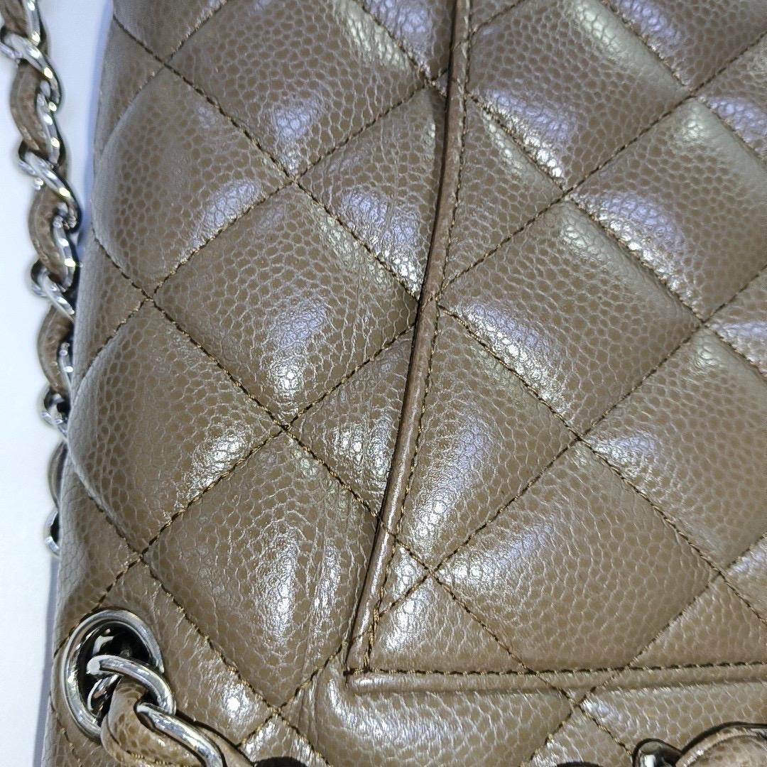 Chanel Classic Flap Jumbo 2012 Coffee Brown Caviar Leather Double Flap Silver Ha 10