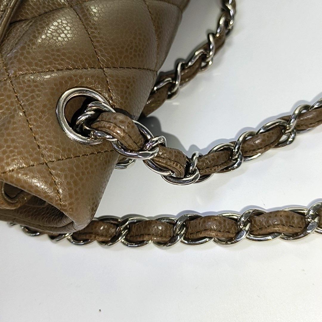 Chanel Classic Flap Jumbo 2012 Coffee Brown Caviar Leather Double Flap Silver Ha 11