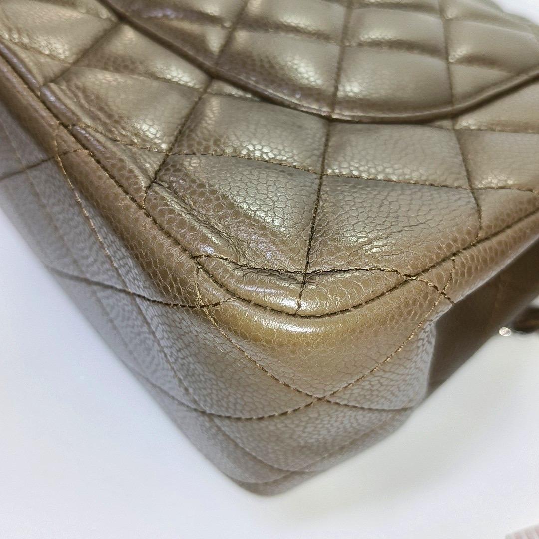 Chanel Classic Flap Jumbo 2012 Coffee Brown Caviar Leather Double Flap Silver Ha 1