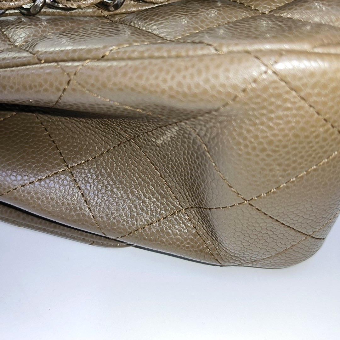 Chanel Classic Flap Jumbo 2012 Coffee Brown Caviar Leather Double Flap Silver Ha 2