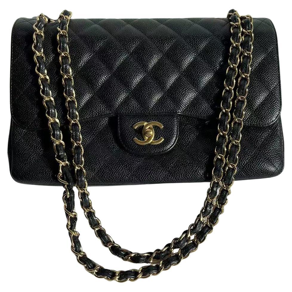 Chanel Classic Flap Jumbo Nero Caviale Pelle Doppia Flap Hardware Oro 2011-12