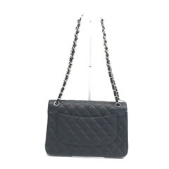 Chanel Classic Flap Jumbo Schwarzes Kaviarleder Doppelte Klappe Silberne Hardware 2013