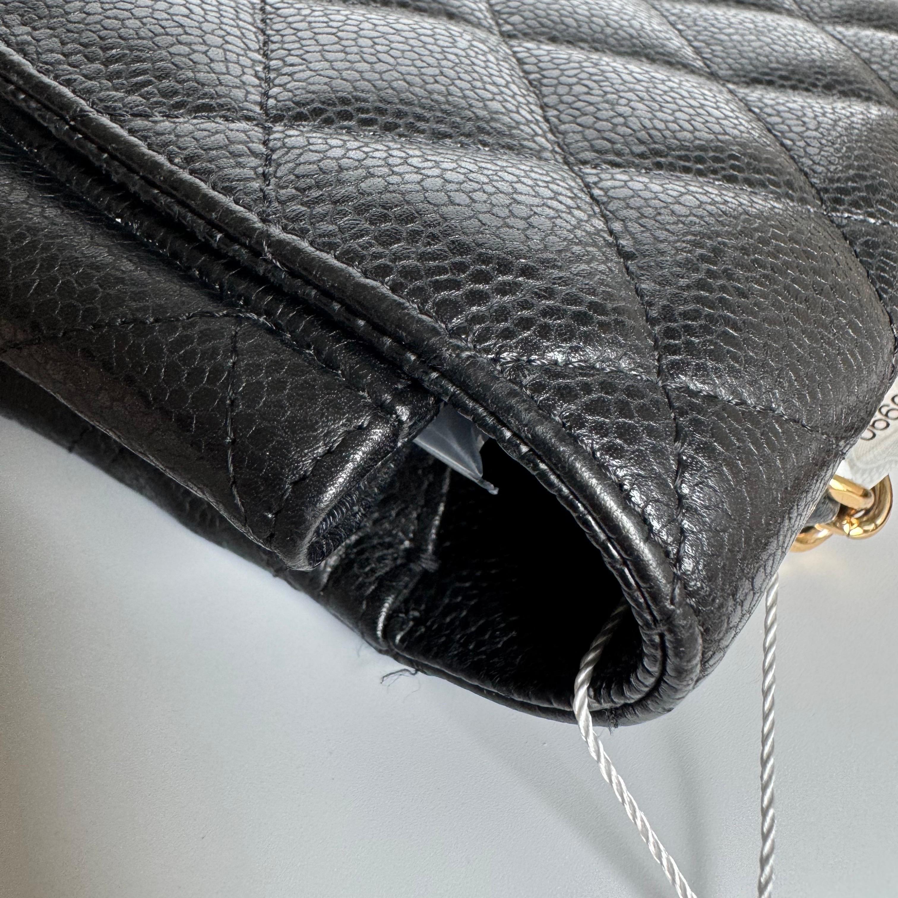 Chanel Classic Flap Jumbo Black Caviar Leather Single Flap Gold Hardware 2009 For Sale 6