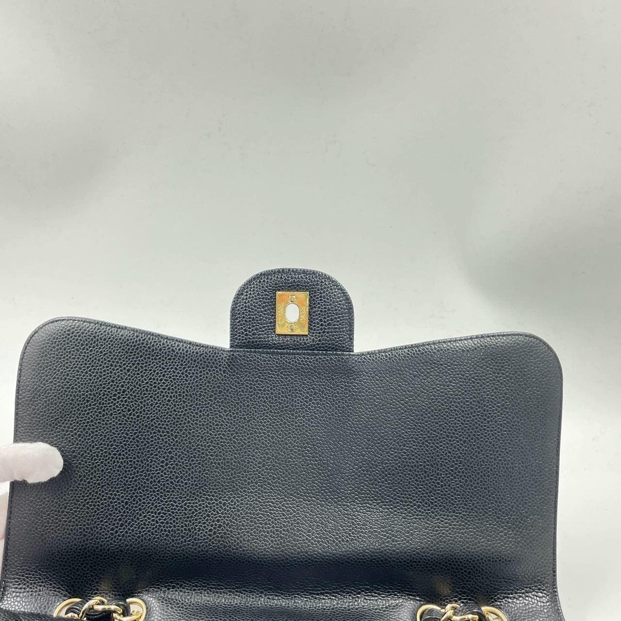 Chanel Classic Flap Jumbo Black Caviar Leather Single Flap with Gold Hardware 8