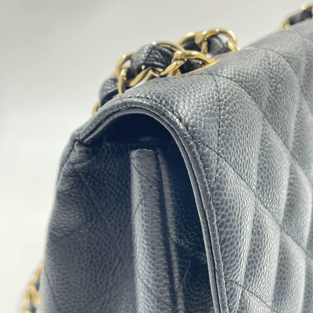 Chanel Classic Flap Jumbo Black Caviar Leather Single Flap with Gold Hardware 9