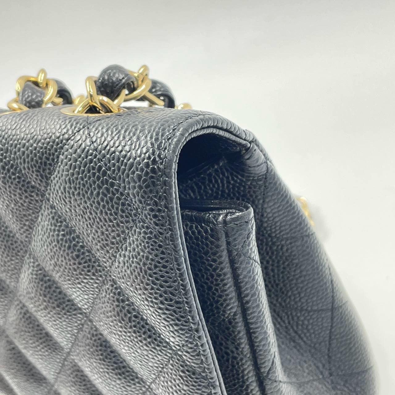 Chanel Classic Flap Jumbo Black Caviar Leather Single Flap with Gold Hardware 10