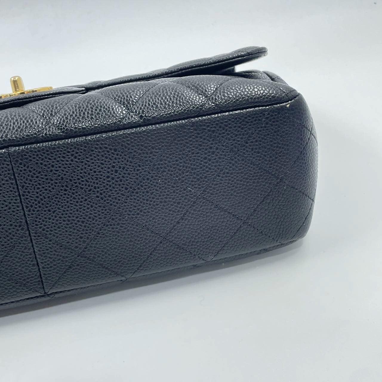 Chanel Classic Flap Jumbo Black Caviar Leather Single Flap with Gold Hardware 11