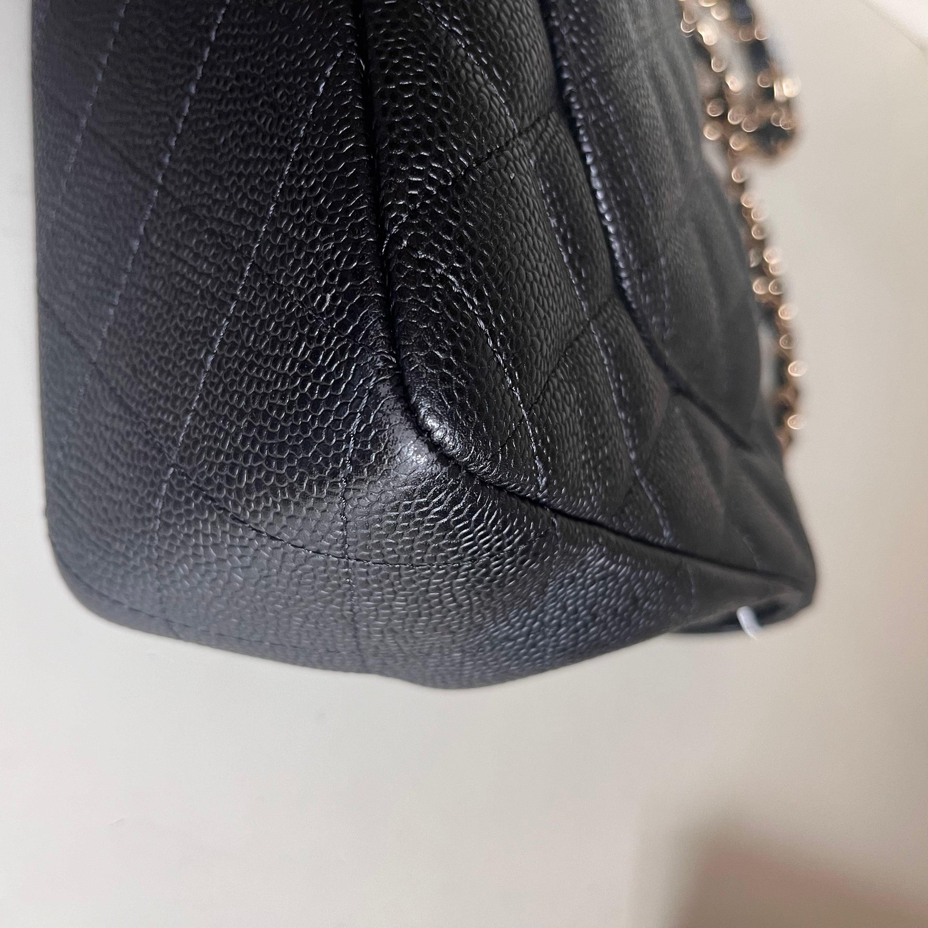 Chanel Classic Flap Jumbo Black Caviar Leather Single Flap with Gold Hardware 15