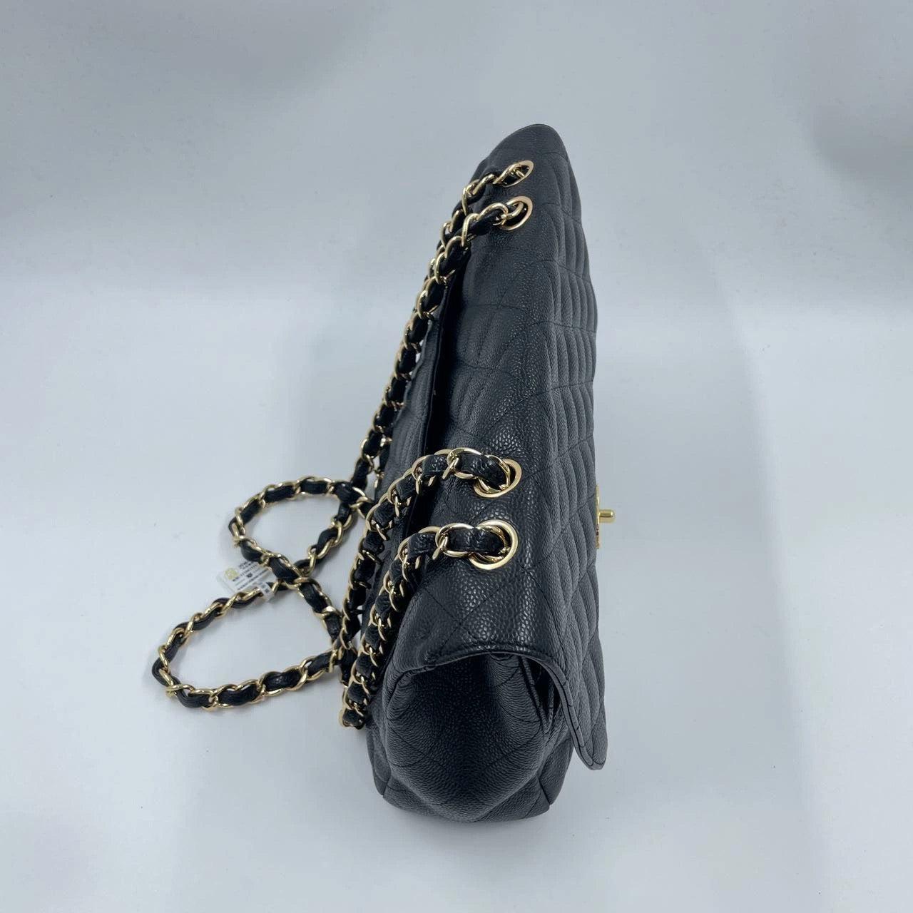 Chanel Classic Flap Jumbo Black Caviar Leather Single Flap with Gold Hardware 2