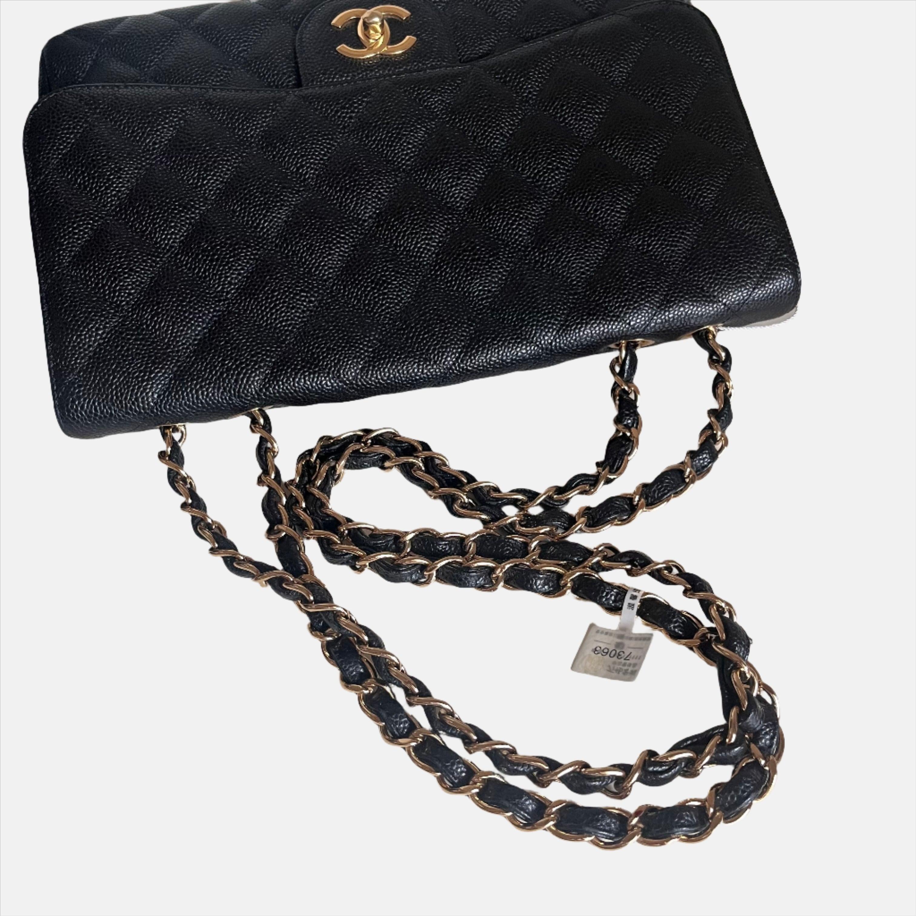 Chanel Classic Flap Jumbo Black Caviar Leather Single Flap with Gold Hardware 4