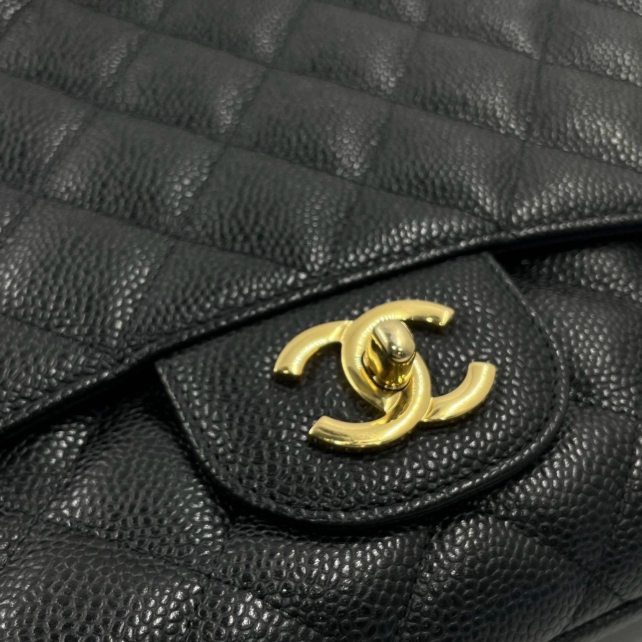 Chanel Classic Flap Jumbo Black Caviar Leather Single Flap with Gold Hardware 5
