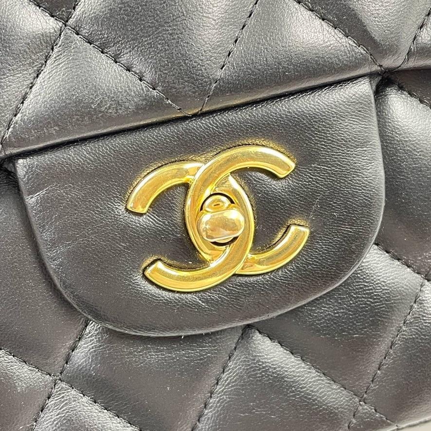 Chanel Classic Flap Jumbo Black Lambskin Leather Gold Hardware 6