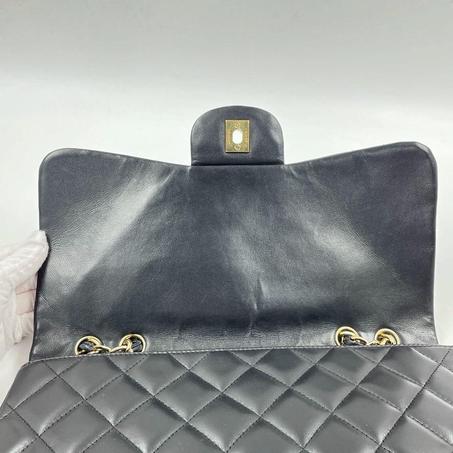 Chanel Classic Flap Jumbo Black Lambskin Leather Gold Hardware 7