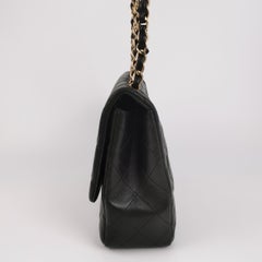 Chanel Classic Flap Jumbo Black Lambskin Leather Single Flap Gold Hardware