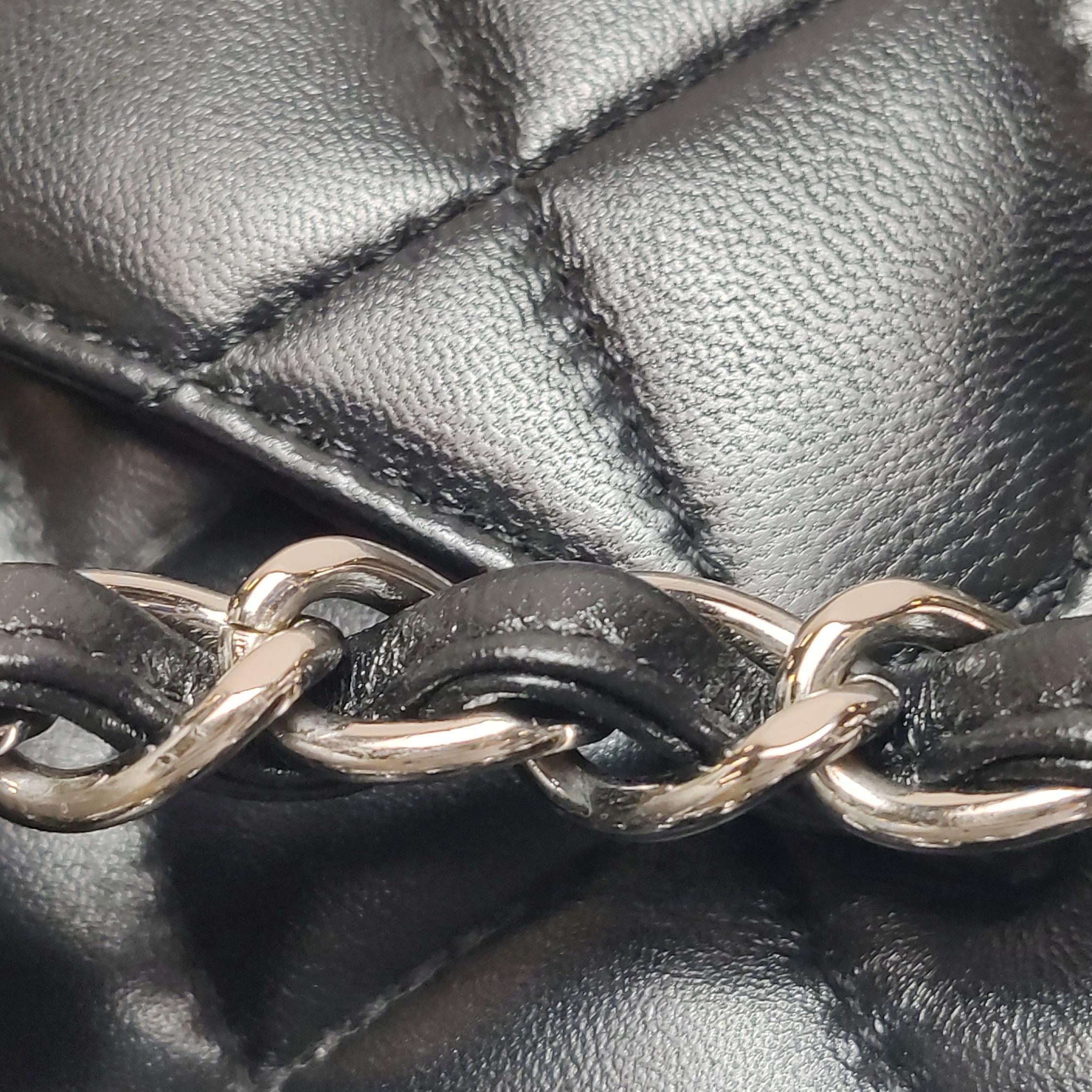Chanel Classic Flap Jumbo Black Lambskin Leather Single Flap with Silver Hardwar For Sale 8