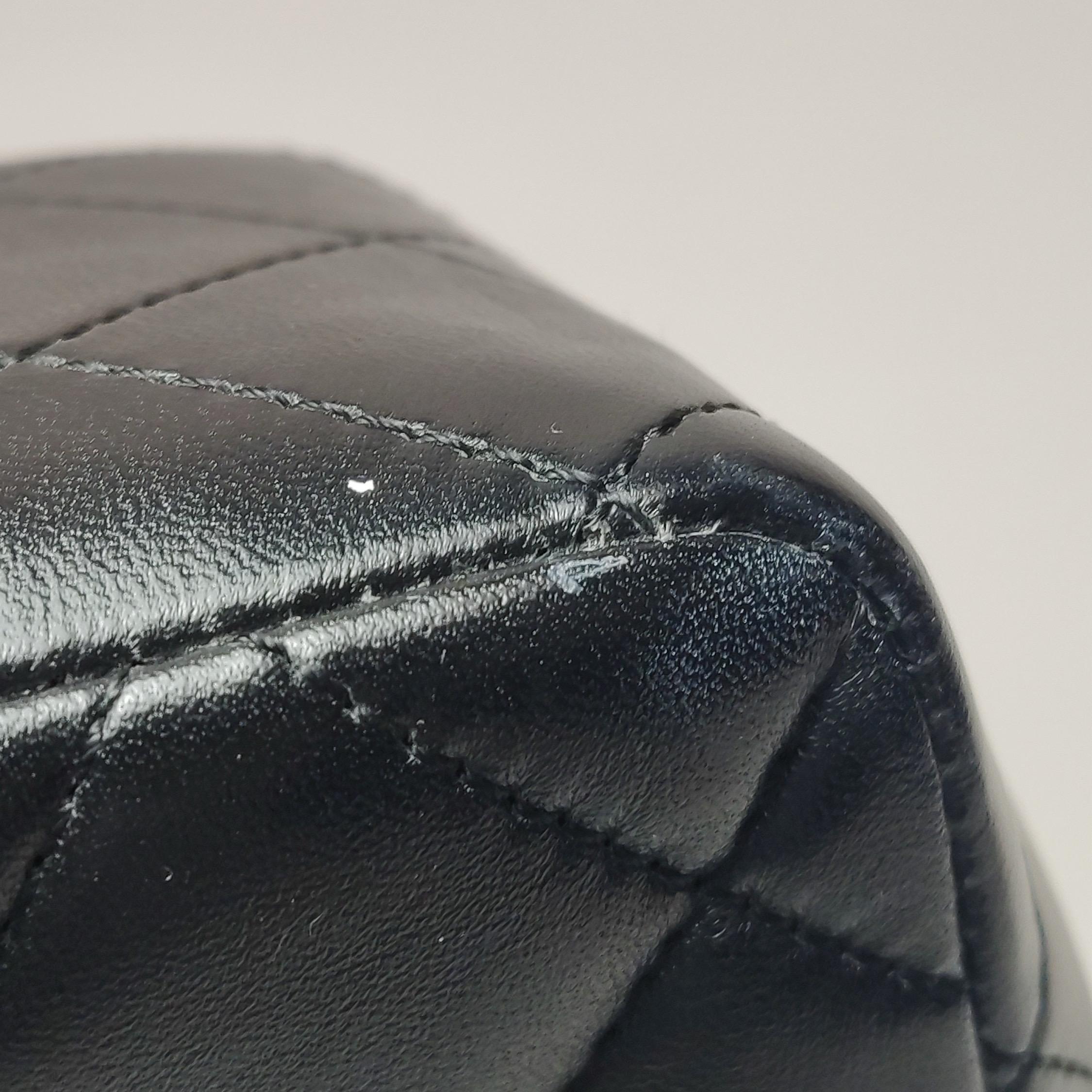 Chanel Classic Flap Jumbo Black Lambskin Leather Single Flap with Silver Hardwar For Sale 10