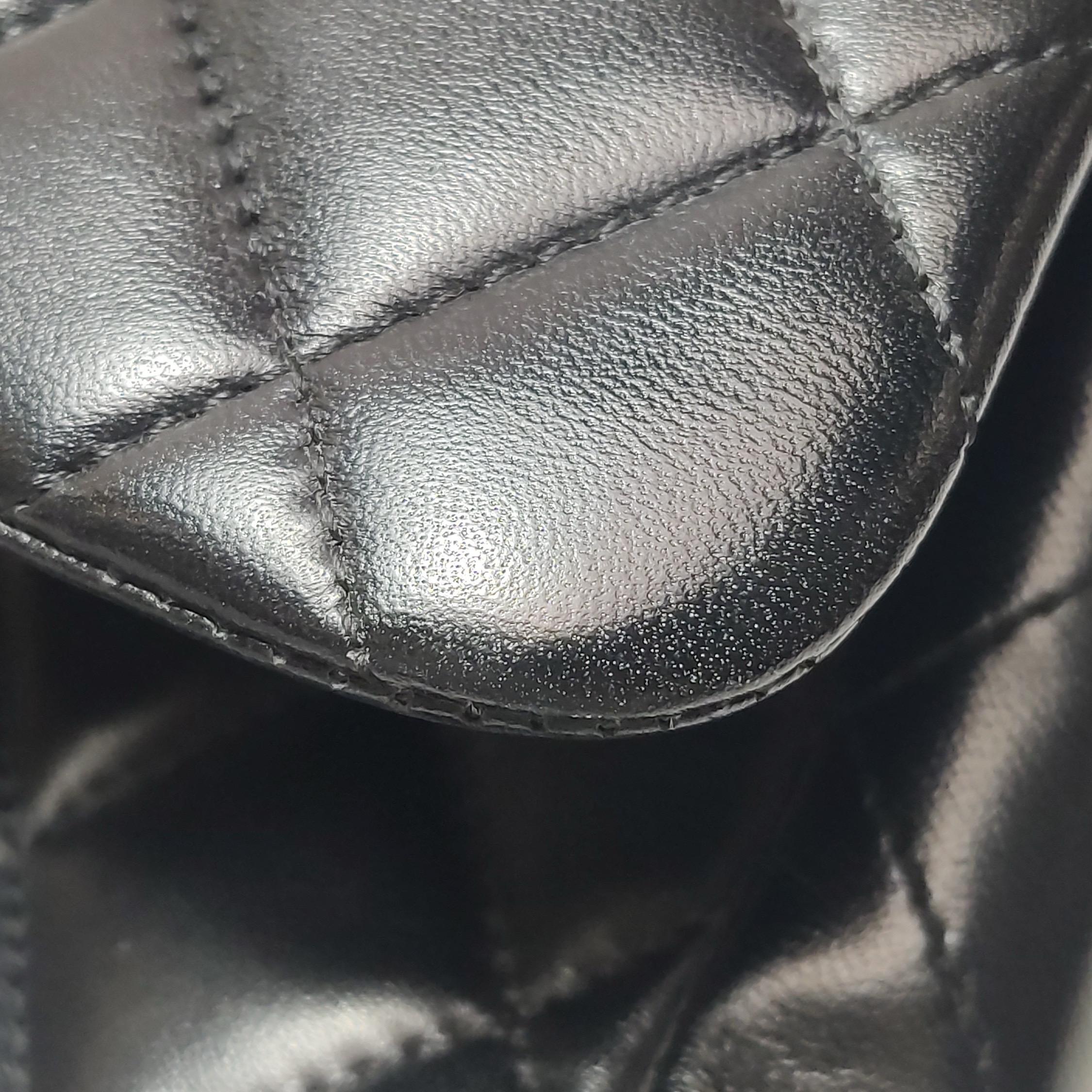 Chanel Classic Flap Jumbo Black Lambskin Leather Single Flap with Silver Hardwar For Sale 11