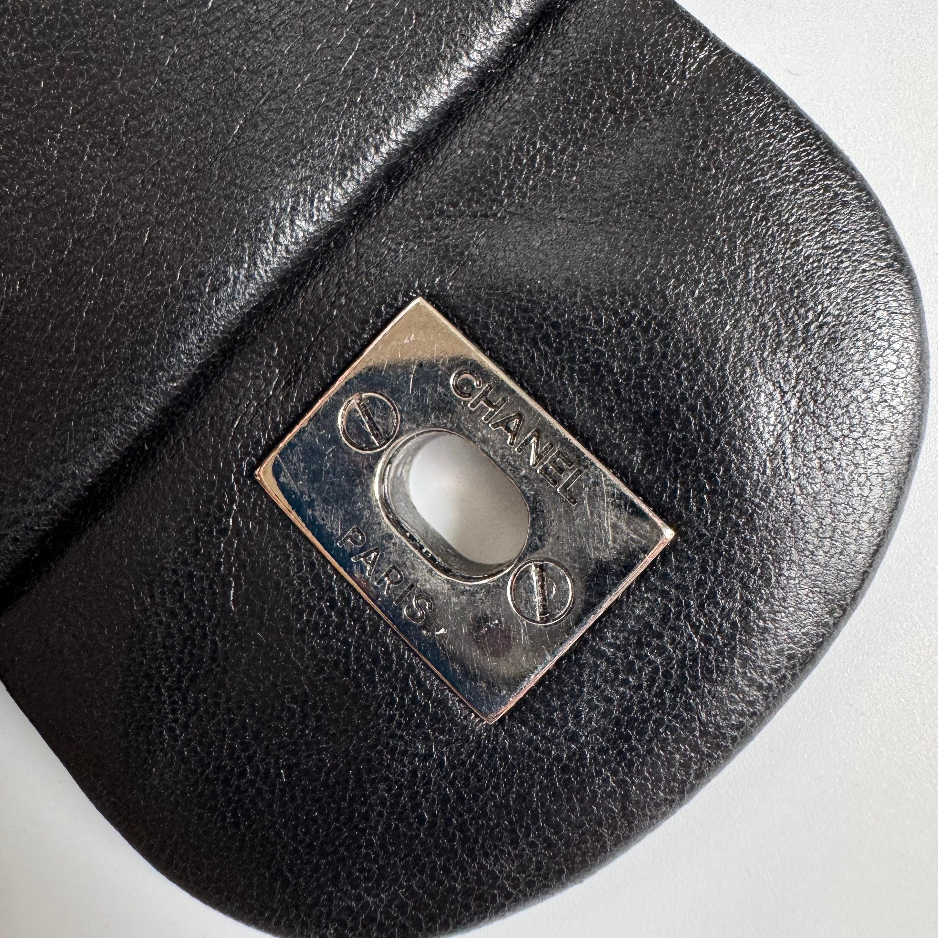 Chanel Classic Flap Jumbo Black Lambskin Leather Single Flap with Silver Hardwar For Sale 13