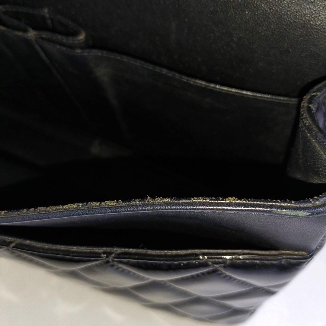 Chanel Classic Flap Jumbo Black Patent Leather Single Flap Silver Hardware en vente 7