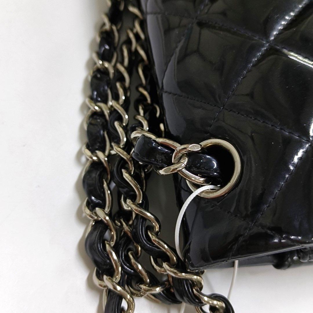 Chanel Classic Flap Jumbo Black Patent Leather Single Flap Silver Hardware en vente 2