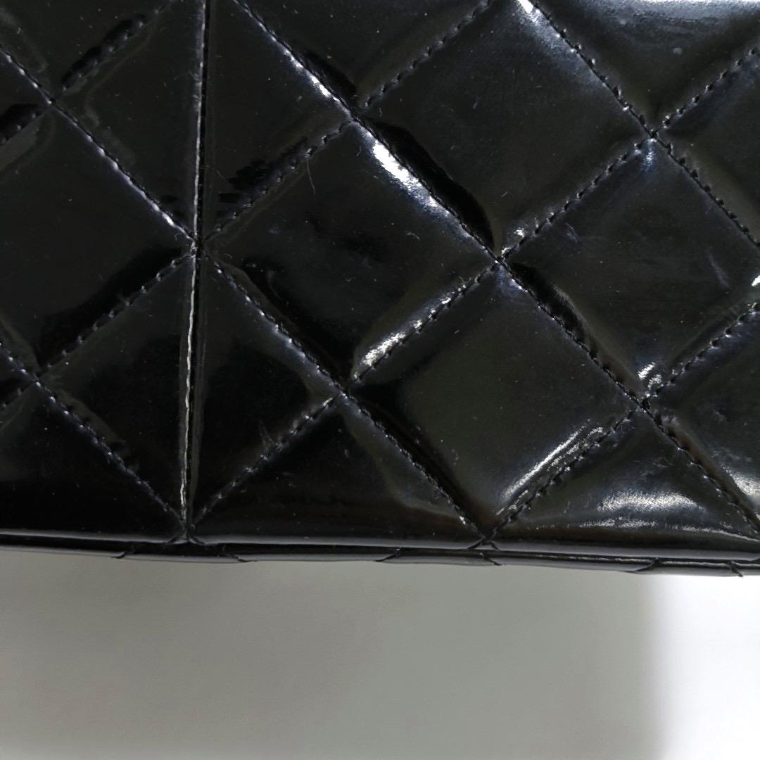 Chanel Classic Flap Jumbo Black Patent Leather Single Flap Silver Hardware en vente 4