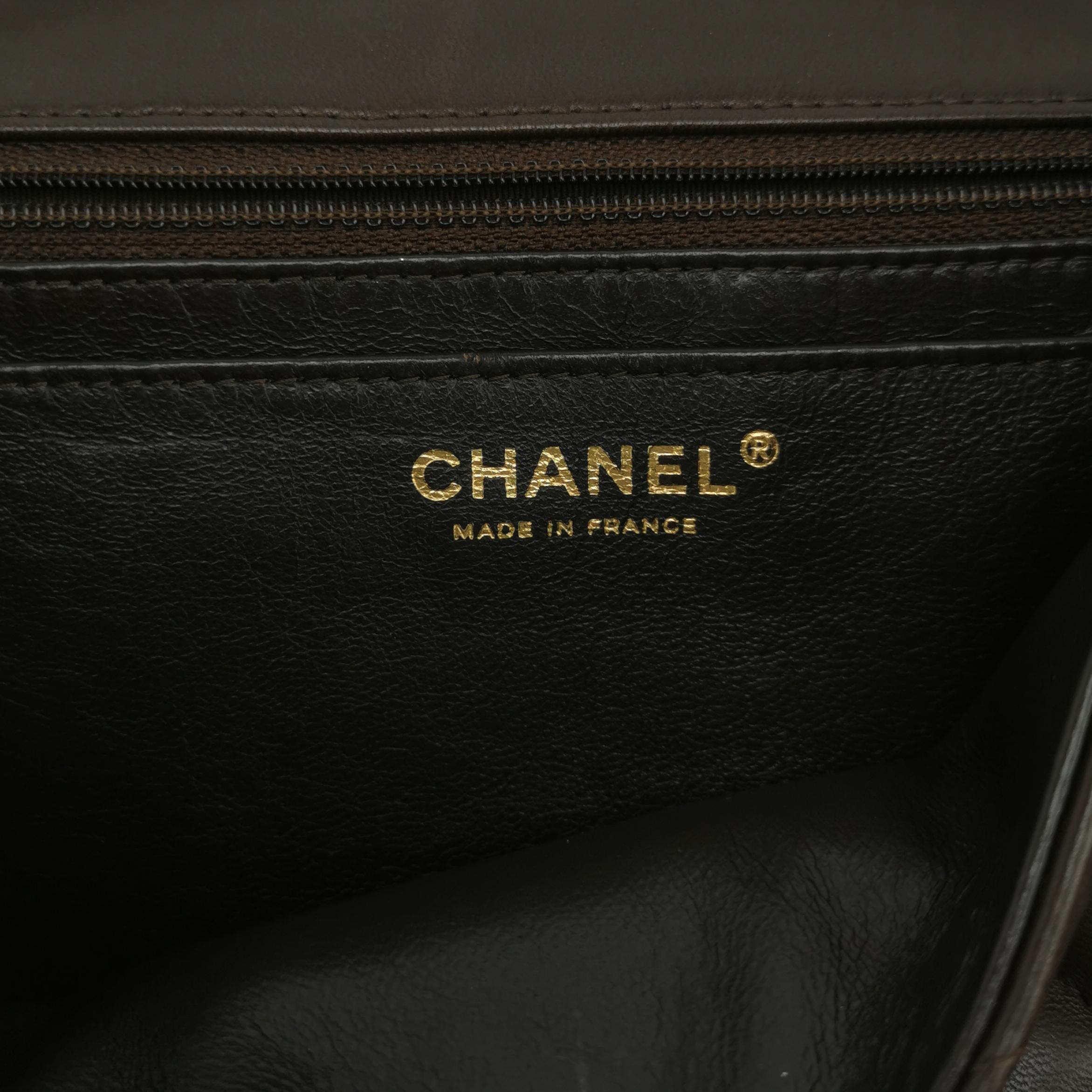 Chanel Classic Flap Jumbo Brown Lambskin Leather Single Flap Silver Hardware en vente 1