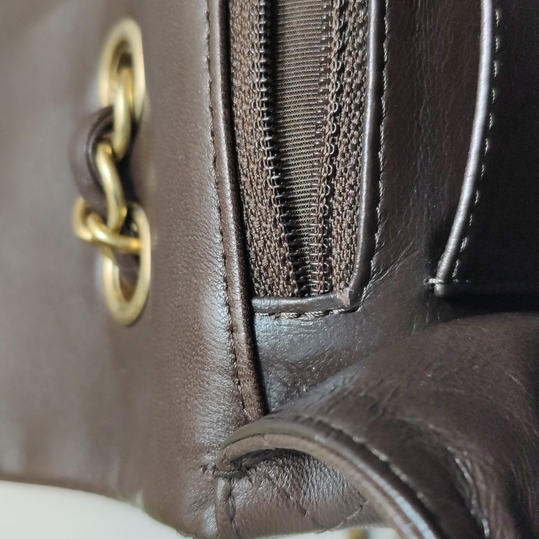 Chanel Classic Flap Jumbo Brown Lambskin Leather Single Flap Silver Hardware en vente 4