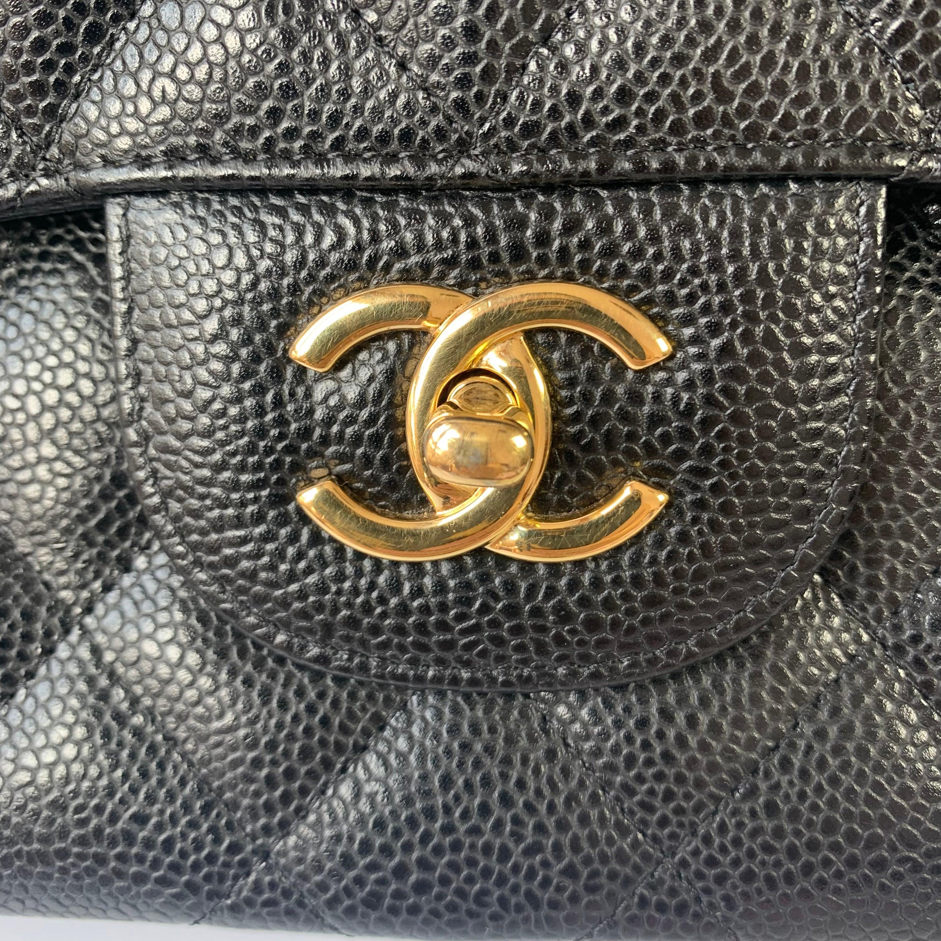 Chanel Classic Flap Jumbo Caviar Leather Double Flap w/ Gold Hardware, 2015-2016 11