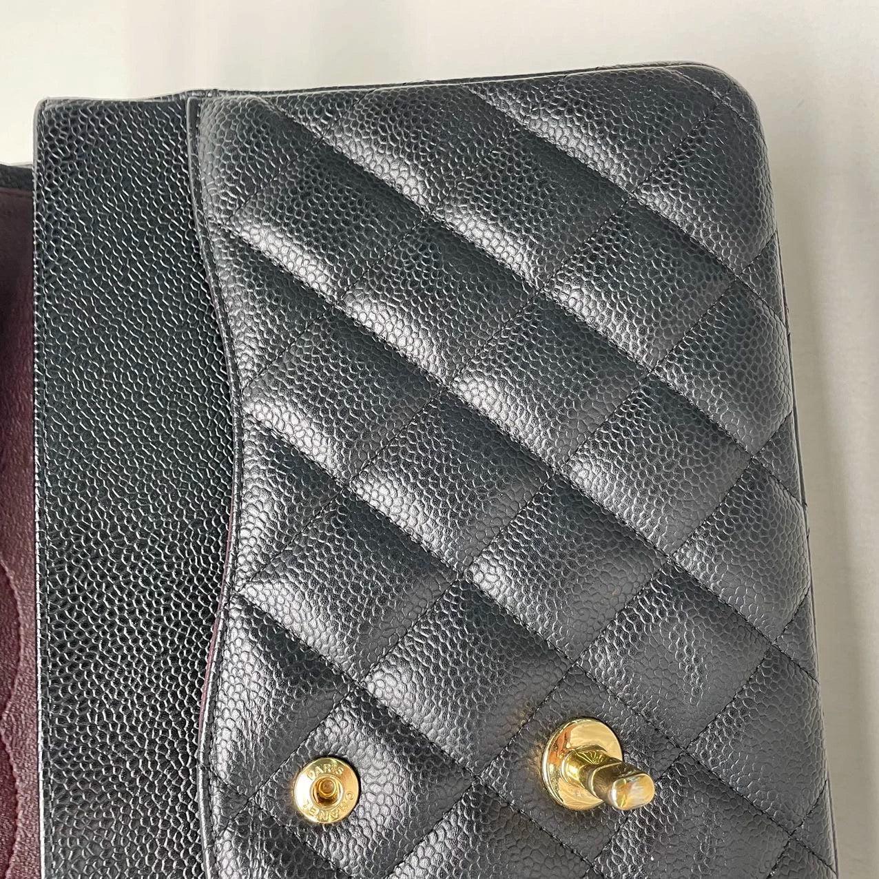 Chanel Classic Flap Jumbo Caviar Leather Double Flap with Gold Hardware, 2012 12