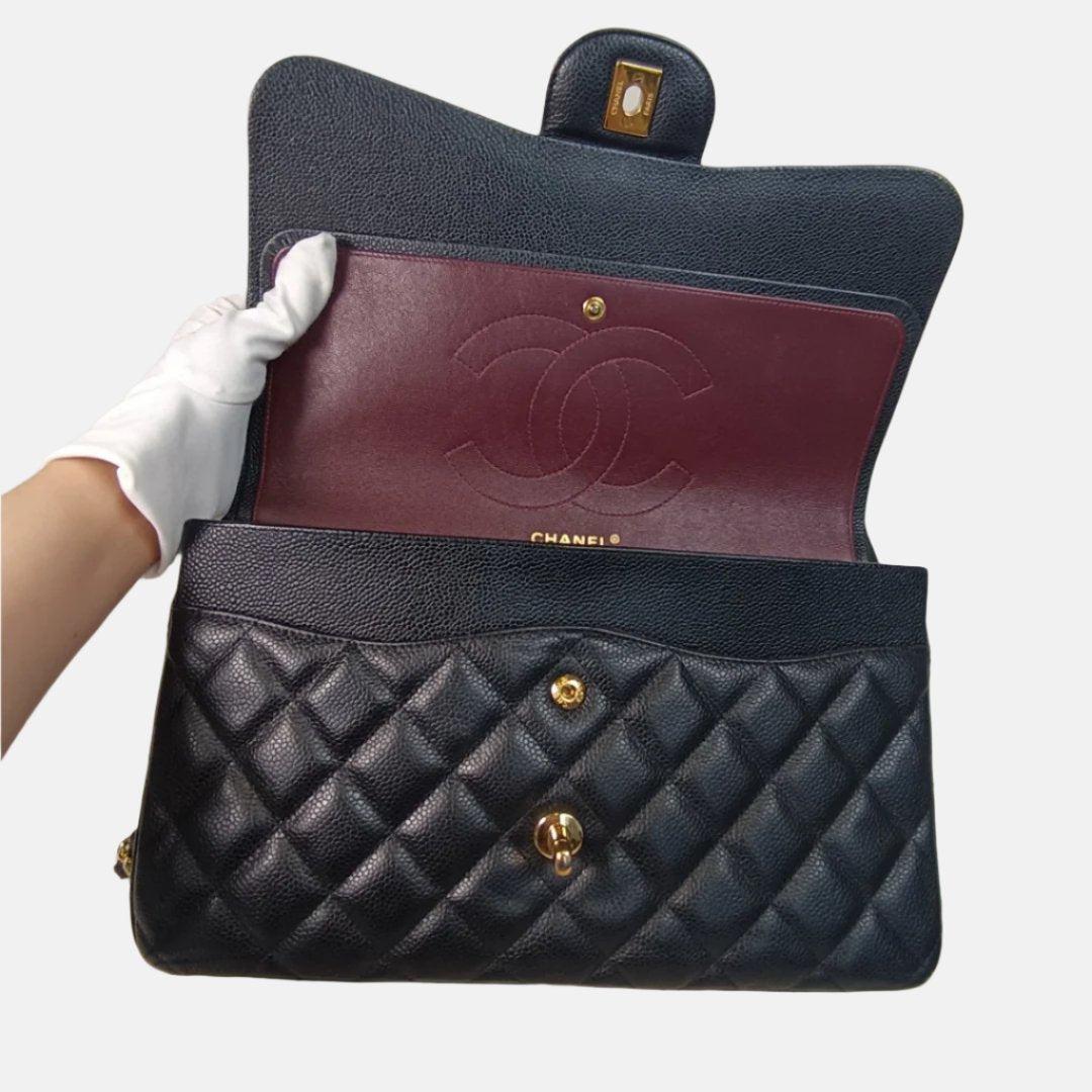 Chanel Classic Flap Jumbo Caviar Leather Double Flap with Gold Hardware, 2012 2