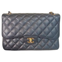 Chanel Classic Flap Jumbo Caviar Leather Double Flap with Gold Hardware, 2012