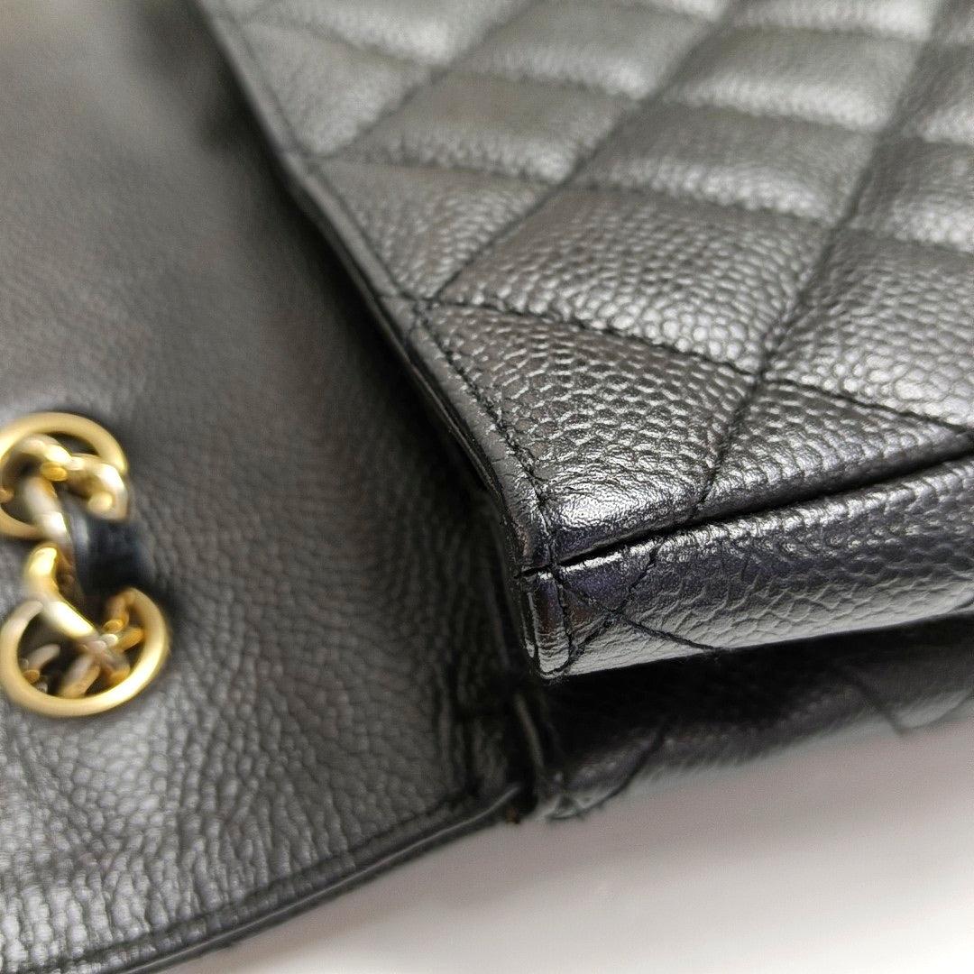 Chanel Classic Leather Jumbo Caviar Leather Single Flap 24k Gold Hardware 2008-09 en vente 9
